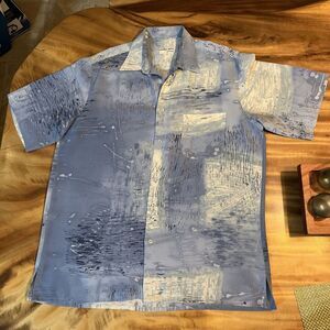 VTG Georg Roth Mens Shirt Large Blue Abstract Retro Smooth‎